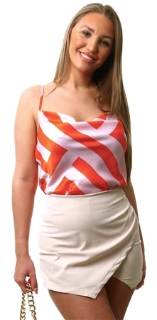 Vila Misty Rose Line Flirt Waterfall Singlet Top