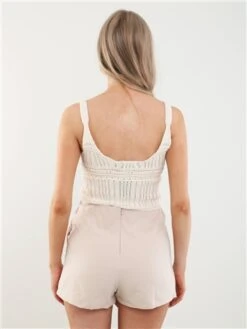 Brave Soul Beige Solid High Waist Mini Length Woven Skort -Jack & Jones Store 27940 3