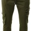 Brave Soul Khaki Zip Pocket Detail Slim Fit Cuffed Cargo Pants