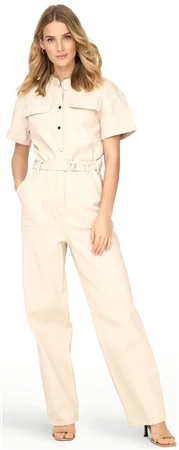 Only Ecru / Stone Angie Short Sleeve Jumpsuit