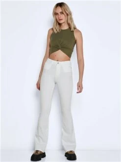 Noisy May Bright White Sallie High Waisted Flared Jeans -Jack & Jones Store 27996 2
