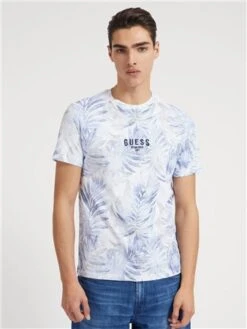 Guess Blue Multi All Over Foliage Print T-Shirt -Jack & Jones Store 27997 3