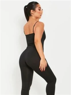 Missy Empire Black Kora Ribbed Seamless Strappy Jumpsuit -Jack & Jones Store 28014 3