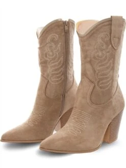 No Doubt Beige Suede Western Boot