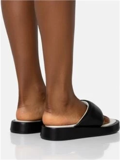 Public Desire Black Vacay Contrast Padded Square Toe Flip Flop Sandals -Jack & Jones Store 28044 3