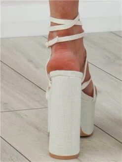 Public Desire Ecru Linen Suki Platform Shoe -Jack & Jones Store 28052 2