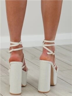 Public Desire Ecru Linen Suki Platform Shoe -Jack & Jones Store 28052 3