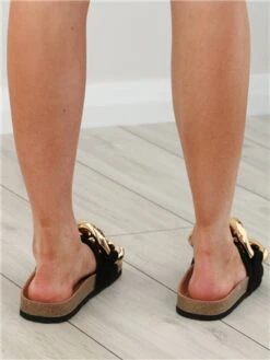 Westland Black Slip On Gold Buckle Sandal -Jack & Jones Store 28067 2