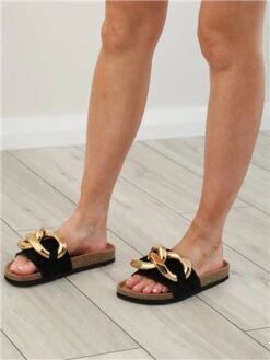 Westland Black Slip On Gold Buckle Sandal -Jack & Jones Store 28067 3