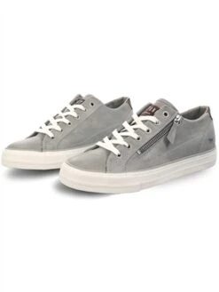 Mustang Light Grey Lace Up Zip Detail Trainers