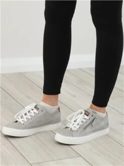 Mustang Light Grey Lace Up Zip Detail Trainers -Jack & Jones Store 28068 3