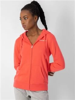 Champion Red Script Logo Full Zip Hoodie