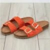 Marco Tozz Orange Woven Buckle Sandals