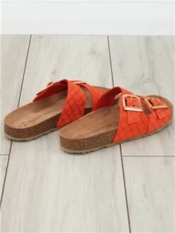 Marco Tozz Orange Woven Buckle Sandals -Jack & Jones Store 28163 3