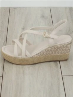 Marco Tozz Cream Strap Espadrille Heeled Sandal -Jack & Jones Store 28164 2