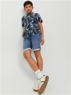 Jack & Jones Blue / Blue Denim Junior Rick Shorts -Jack & Jones Store 28170 2