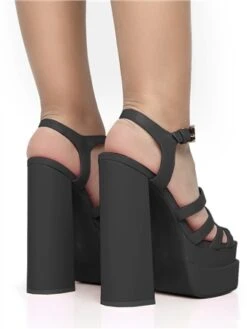 Public Desire Black Denver Woven Double Platform Sandal Heels -Jack & Jones Store 28177 3