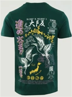 Brave Soul Green Front And Back Printed Soft Crew Neck Tee Shirt -Jack & Jones Store 28181 3