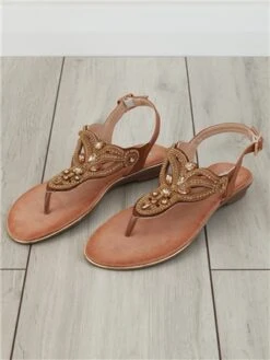 Redz Brown Embellished Sandal
