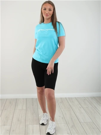 Champion Blue Big Script Logo Print Cotton T-Shirt 3 Champion Blue Big Script Logo Print Cotton T-Shirt - Image 3