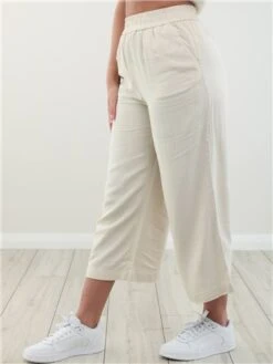 Pieces Birch Vinsty Linen-Blend Trousers