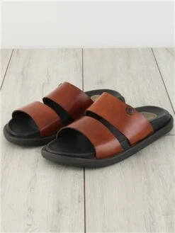 Base London Tan Leto Waxy Sandals Tan