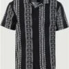 Brave Soul Jet Black / Optic White Pattern Detail Short Sleeve Shirt