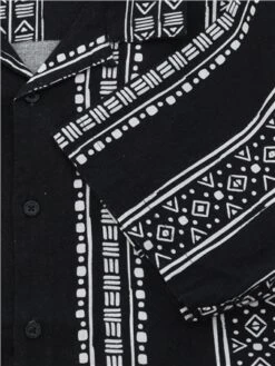 Brave Soul Jet Black / Optic White Pattern Detail Short Sleeve Shirt -Jack & Jones Store 28270 2