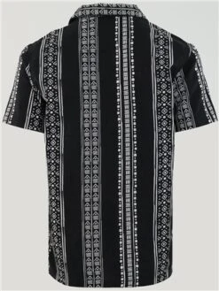 Brave Soul Jet Black / Optic White Pattern Detail Short Sleeve Shirt -Jack & Jones Store 28270 3