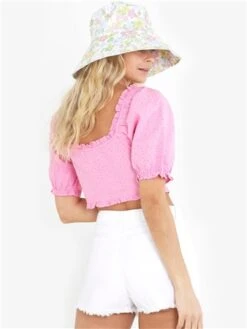 Brave Soul Pink Broderie Anglaise Buttoned Milkmaid Top -Jack & Jones Store 28311 3
