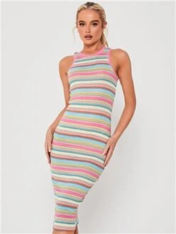 Saint Genies Pink Midi Knit Dress