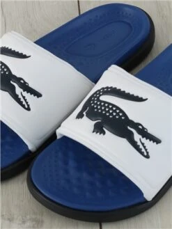 Lacoste Navy / White / Blue Croco Serve Synthetic Logo Strap Slides -Jack & Jones Store 28334 2