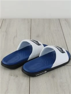 Lacoste Navy / White / Blue Croco Serve Synthetic Logo Strap Slides -Jack & Jones Store 28334 3