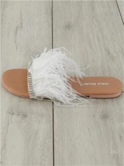 Public Desire White Feather Daffy Slider -Jack & Jones Store 28355 2