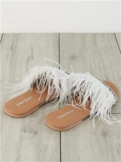 Public Desire White Feather Daffy Slider -Jack & Jones Store 28355 3