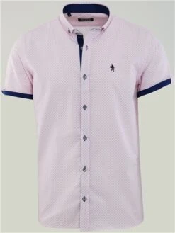 Alex & Turner Pink Pattern Print Short Sleeve Shirt