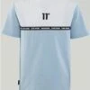 11 Degrees Powder Blue / White / Black Junior Cut And Sew Taped T-Shirt