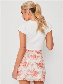 Saint Genies Cream / Orange Floral Wrap Mini Skirt -Jack & Jones Store 28390 3