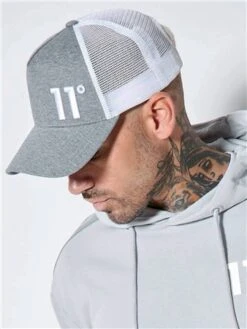 11 Degrees Charcoal Marl Trucker Cap High Build Logo -Jack & Jones Store 28391 3