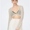 Neon & Nylon White / Eggnog Sophie Square Neck Cardigan