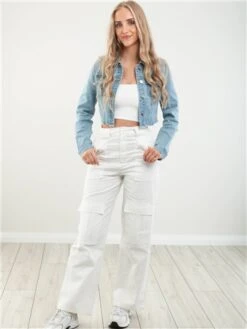 Missy Empire White Amaia High Waisted Cargo Trousers -Jack & Jones Store 28408 2