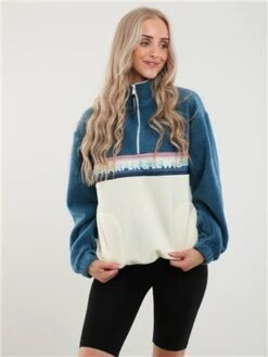 Harper & Lewis Cream/Petrol 1/4 Zip Polar Fleece -Jack & Jones Store 28422 2