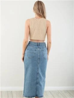 Brave Soul Mid Blue Mavis Acid Wash Midi Denim Skirt -Jack & Jones Store 28435 3