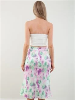 Saint Genies Pink / Cream Blurred Print Satin Midi Skirt -Jack & Jones Store 28453 3