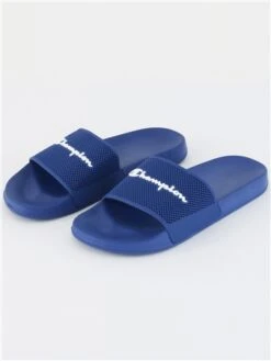 Champion Blue Script Logo Daytona Slides