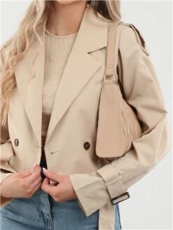 Saint Genies Beige Cropped Belted Trenchcoat -Jack & Jones Store 28466 3