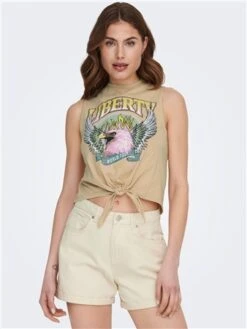 Only Brown / Irish Cream Lucy Knot Detailed Top