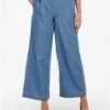 Only Blue / Medium Blue Denim Bea Wide Fitted Trousers