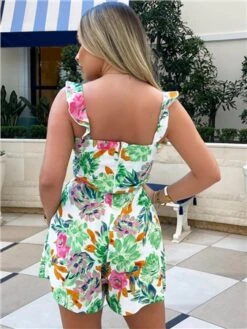 Ax Paris Green Floral Frill Strap Playsuit -Jack & Jones Store 28511 3