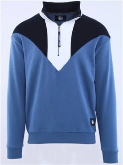 Harper & Lewis Petrol / Cream / Navy Logo 1/4 Zip Sweatshirt